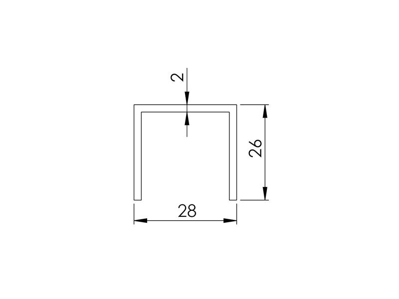 VA U-Profil 26x28x2 mm ohne Länge: 1.000 mm