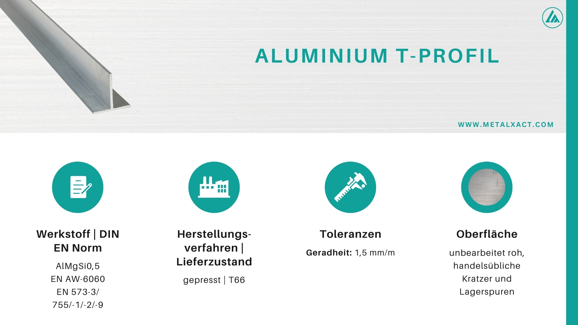 Profilo a T in alluminio "BLANK" 60 x 60 x 4 mm