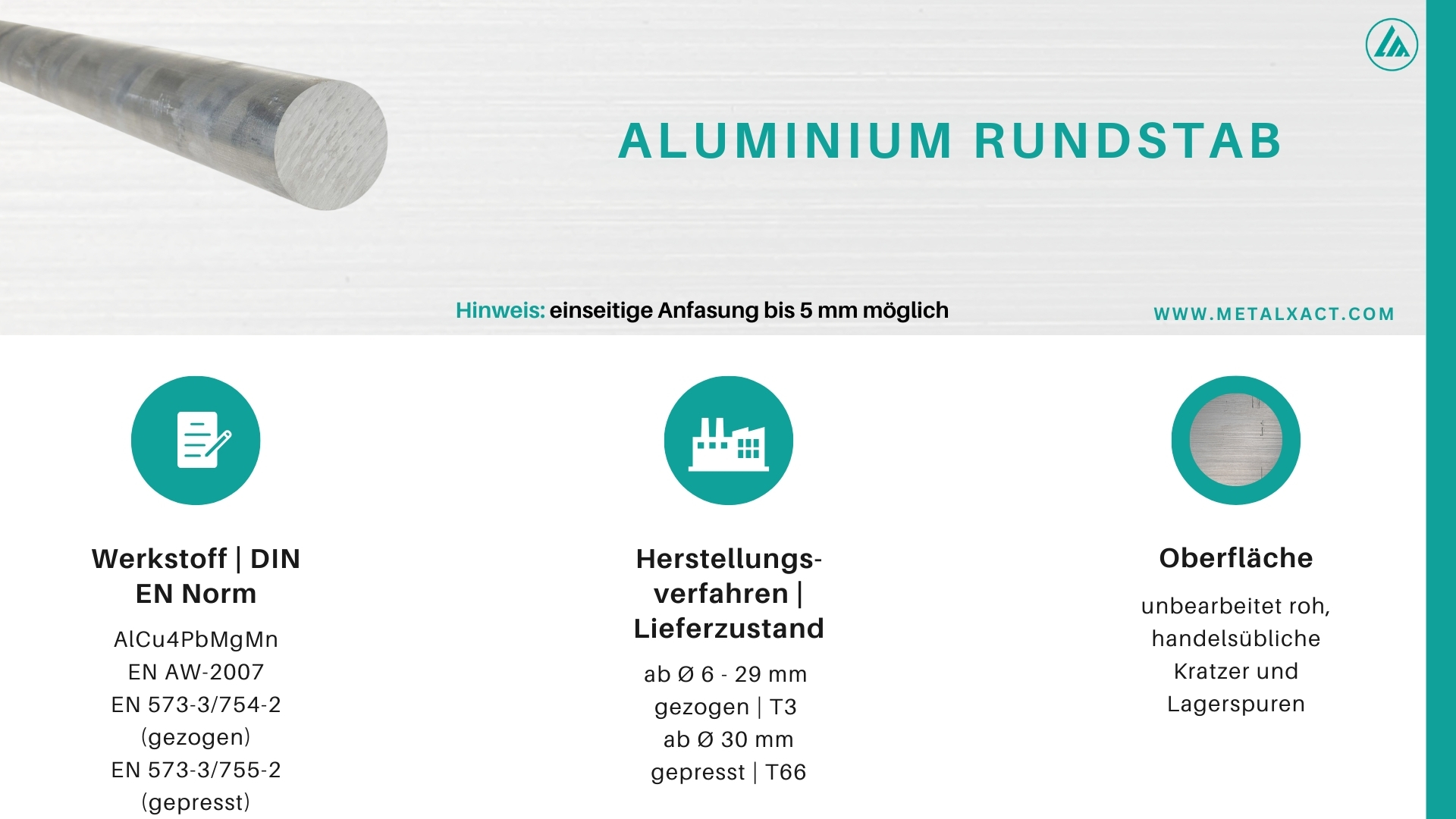 Alu-Rundstange "Blank" 320 mm AlCuMgPb (AlCu4PbMgMn)