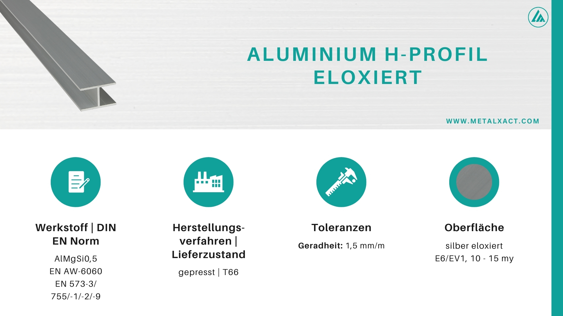 Alu H- Profil "ELOXIERT" 24 x 16 x 1,5 mm (Innen 13 mm)