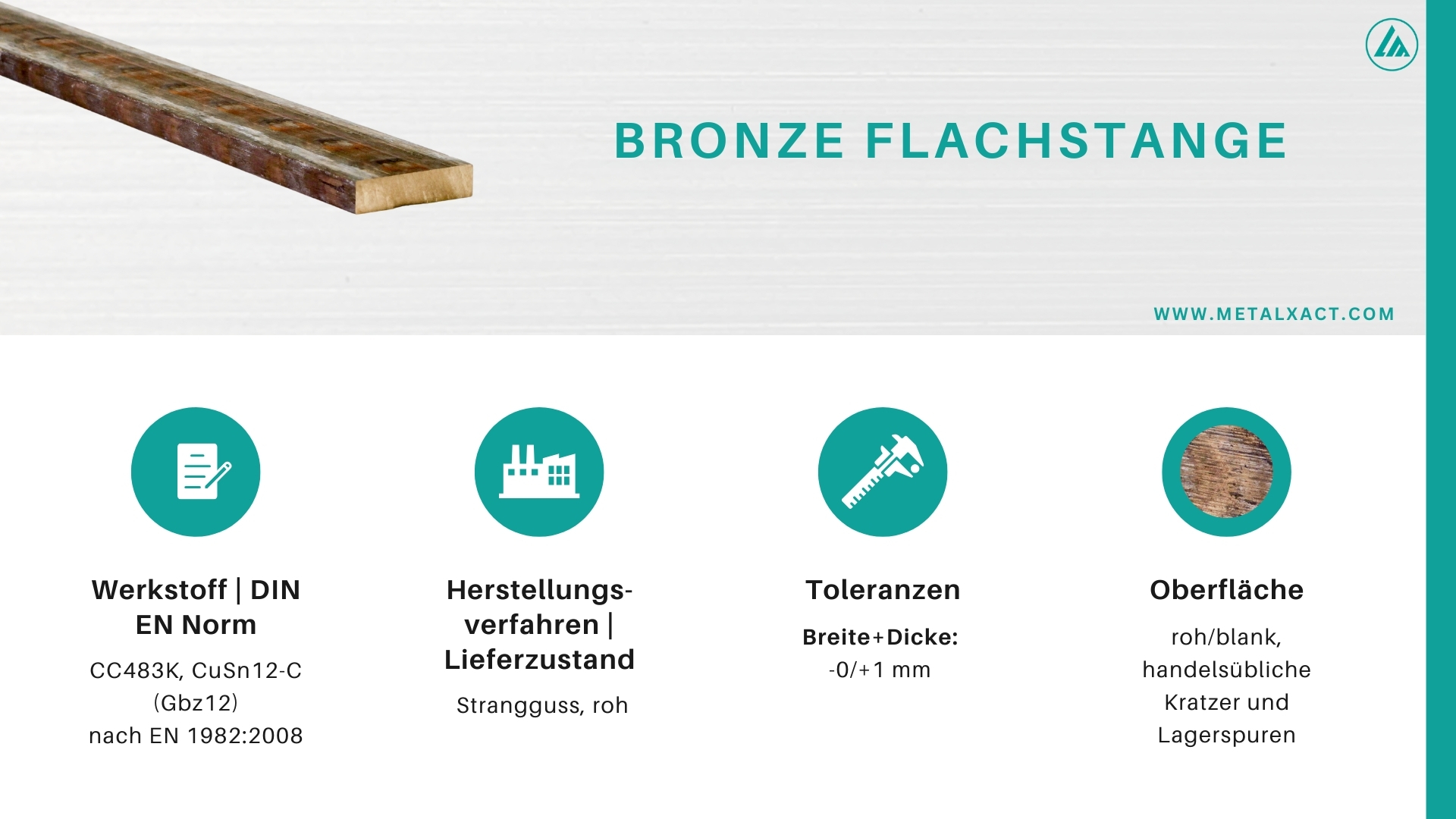 Barre piatte di bronzo 103 x 23 mm CuSn12-C