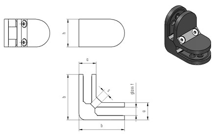 Edelstahl ECK-Glashalter V2a 90° - 8 mm