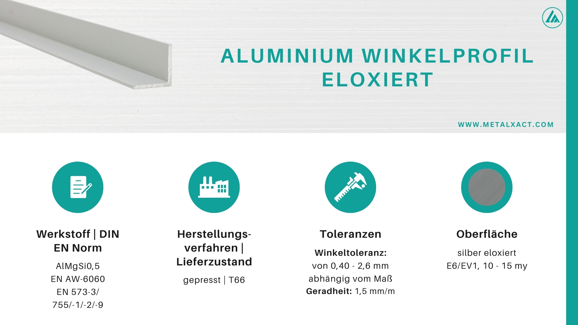 Alu-Winkel ungleichschenklig "ELOXIERT" 15 x 10 x 2 mm