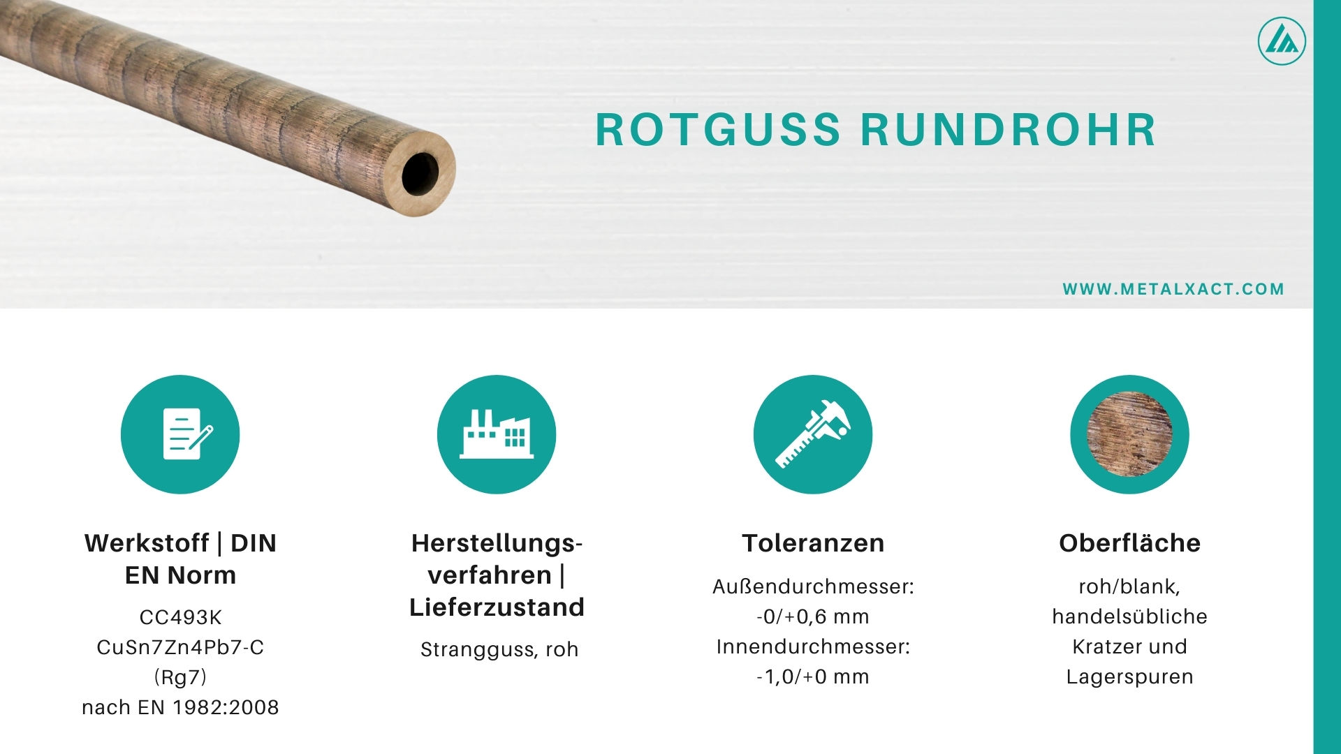 Rotguss Rundrohre  82 x 68 mm CuSn7Zn4Pb7-GC