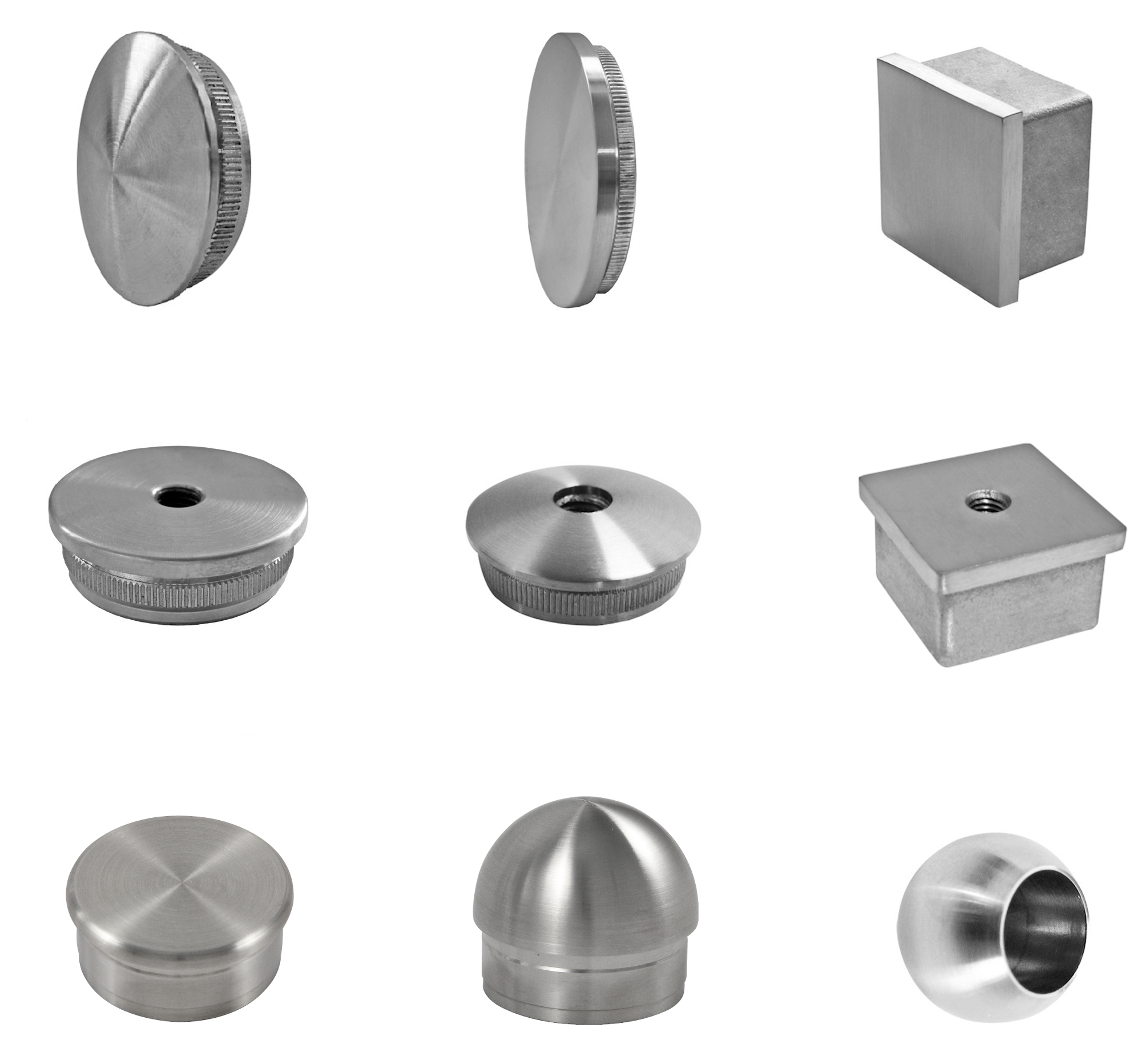 Stainless steel V2A end caps Pipe plugs End caps Closure Plugs Railings