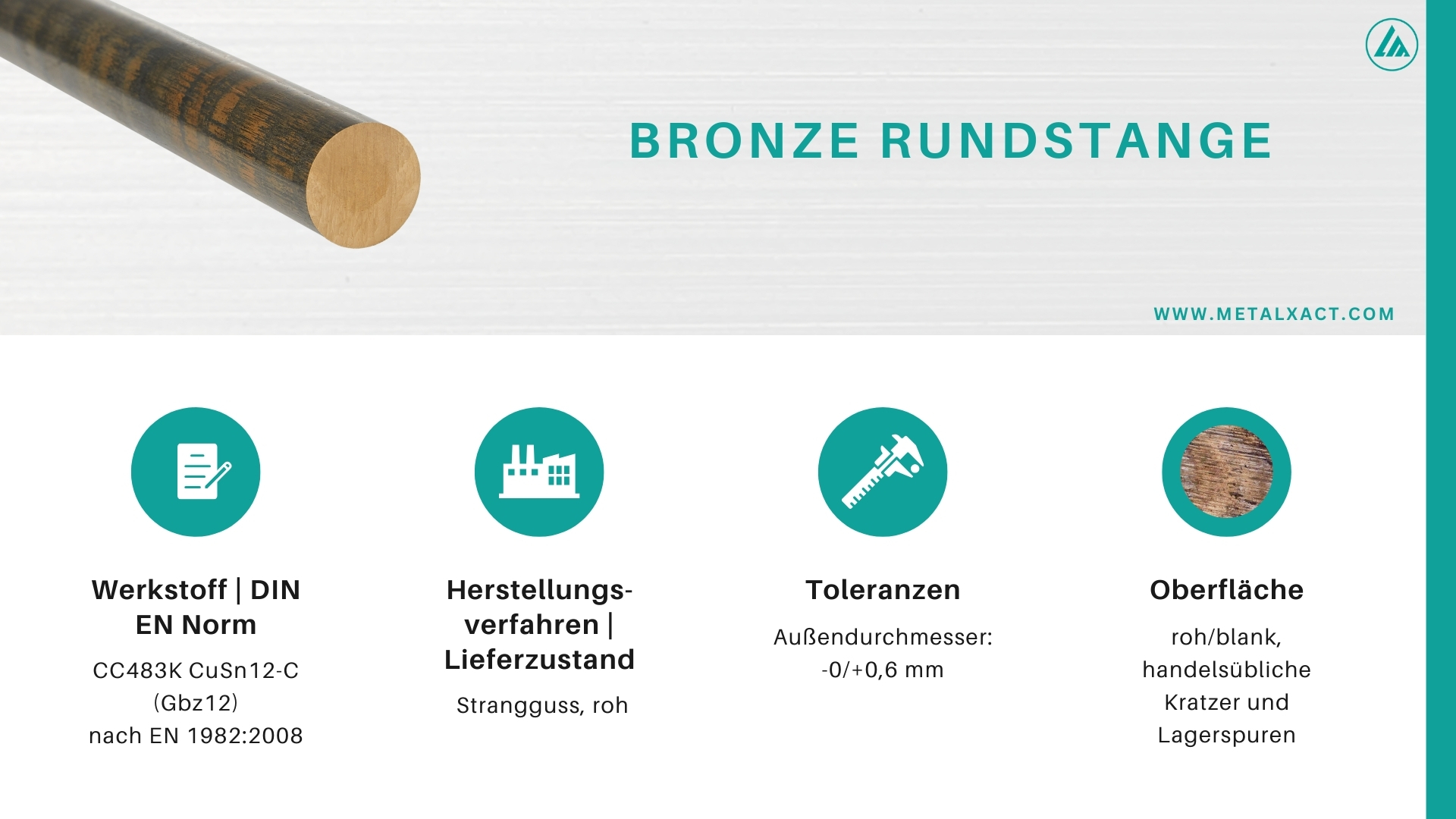 Bronze Rundstange 13 + 0,6 mm  CuSn12-C