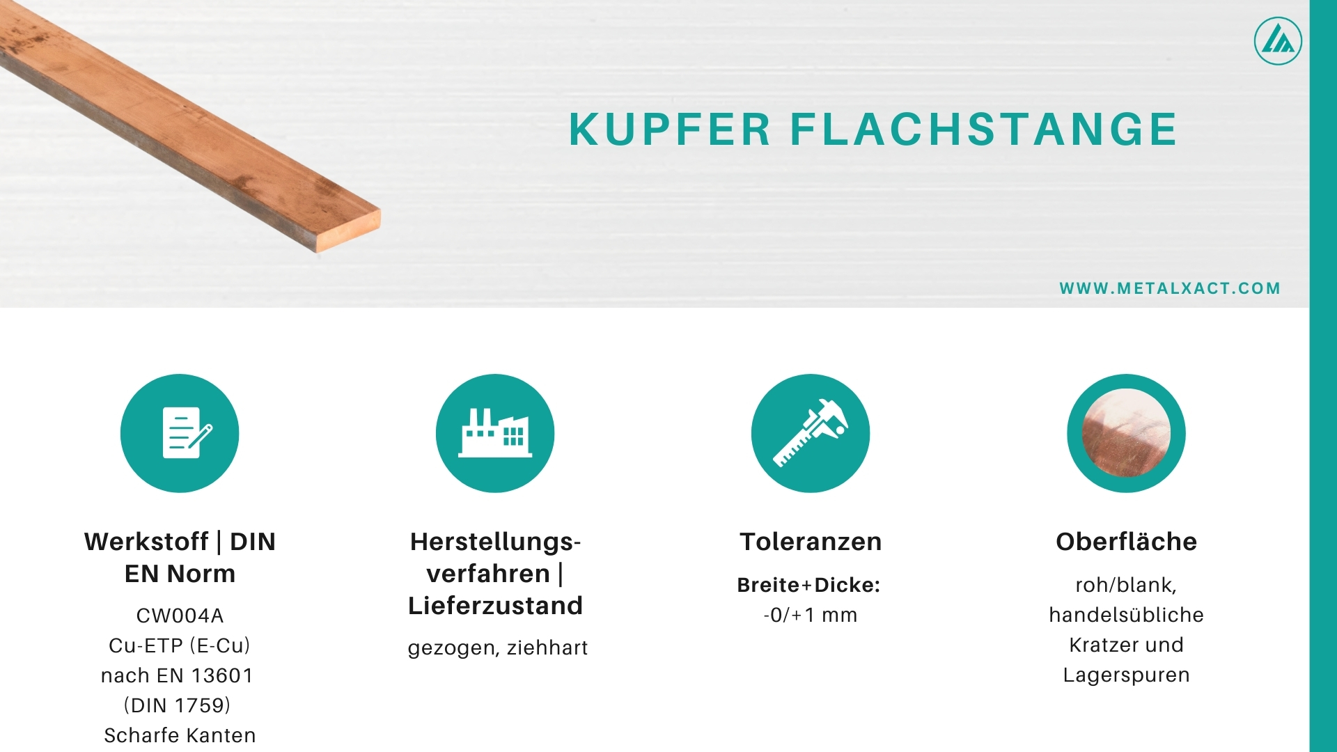 Kupfer Flachstangen 15 x 5 mm